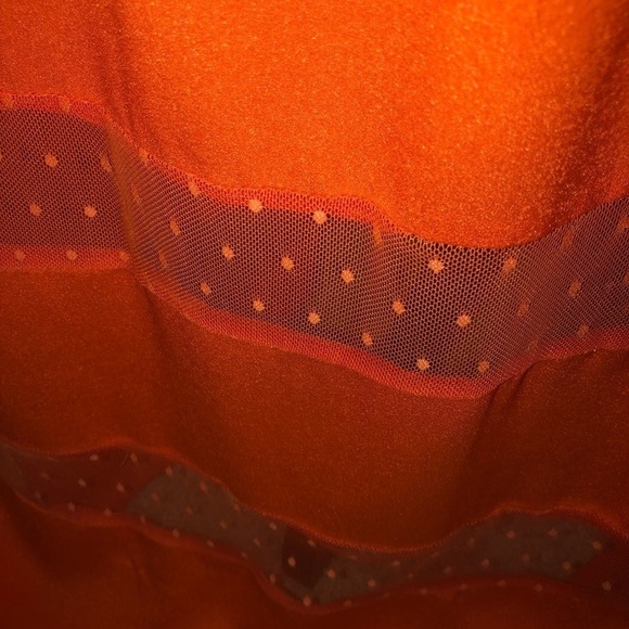Gianni Bini Adjustable Straps Orange Solid & Sheer Polka Dots Maxi Dress Size 4 - Picture 5 of 8